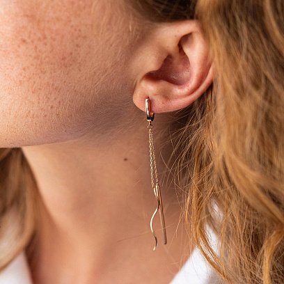 Висячі сережки у червоному золоті с08036 №2