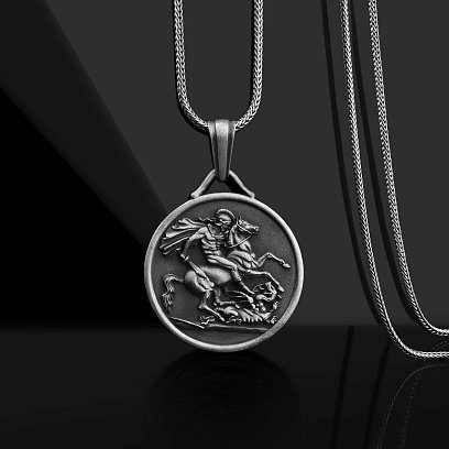 Серебряный кулон "Георгий Победоносец" (возможна гравировка) 133180
