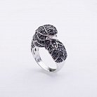 Серебряное кольцо "Птичка" с черными фианитами 111767 от ювелирного магазина Оникс