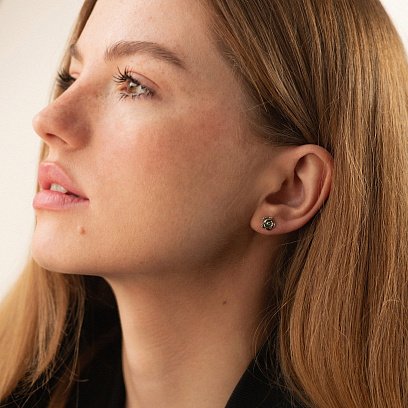 Серьги-пусеты "Розочки" с чернением 12515 №3