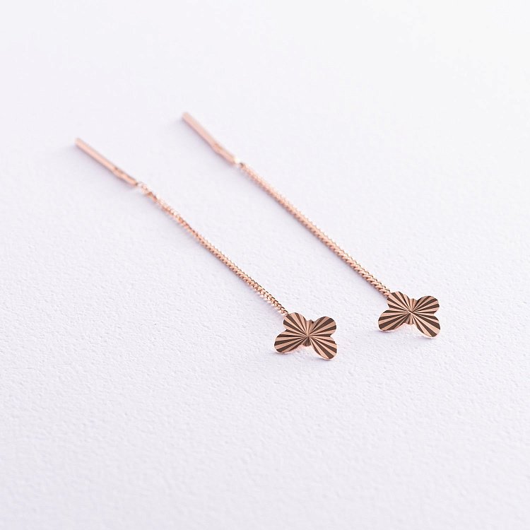 Золотые серьги-протяжки "Бабочки" с01579 от ювелирного магазина Оникс