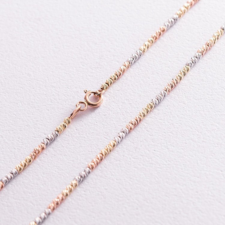 Ланцюжок "Кульки" у трьох кольорах золота ц00442 від ювелірного магазину Онікс