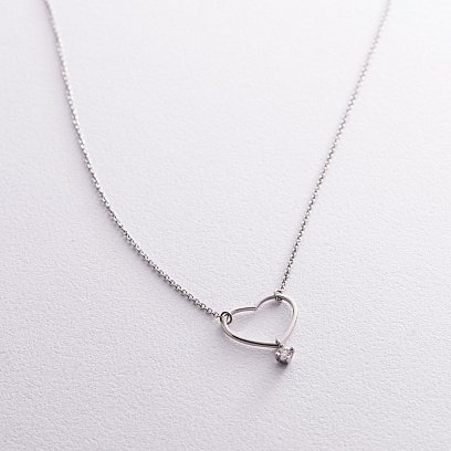 Серебряное колье "Сердечко" с фианитом 1087 №3