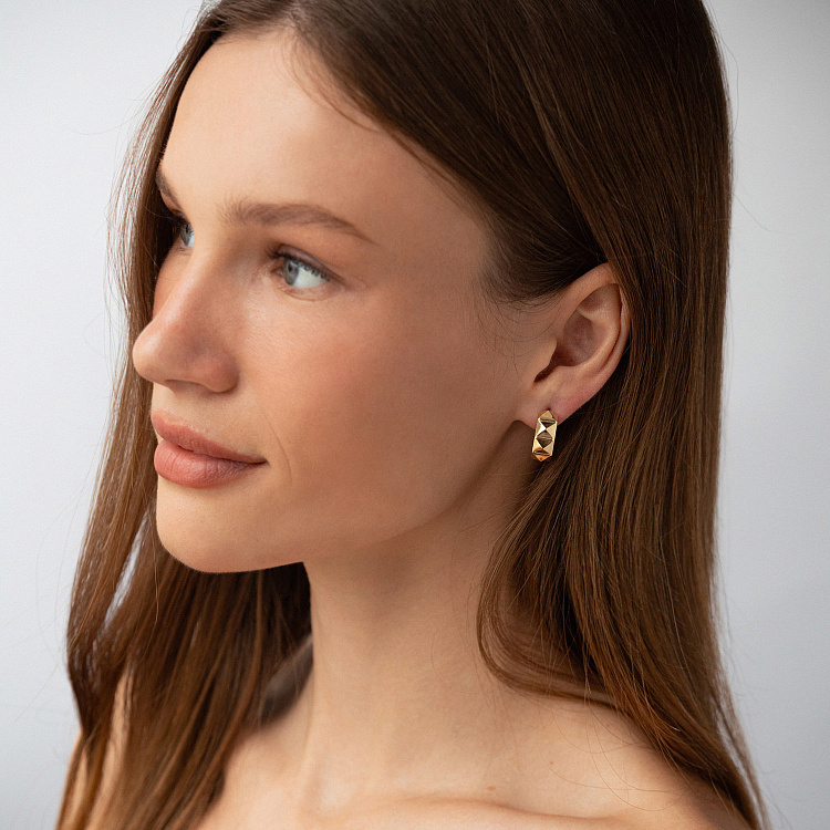 Сережки - кільця "Luisa" у жовтому золоті с09158 від ювелірного магазину Онікс - 8