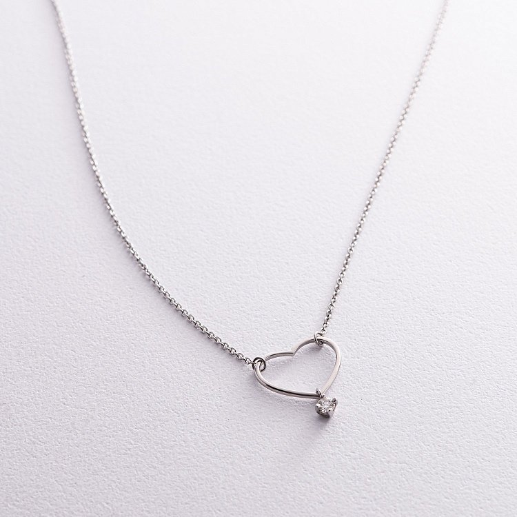 Серебряное колье "Сердечко" с фианитом 1087 от ювелирного магазина Оникс - 3