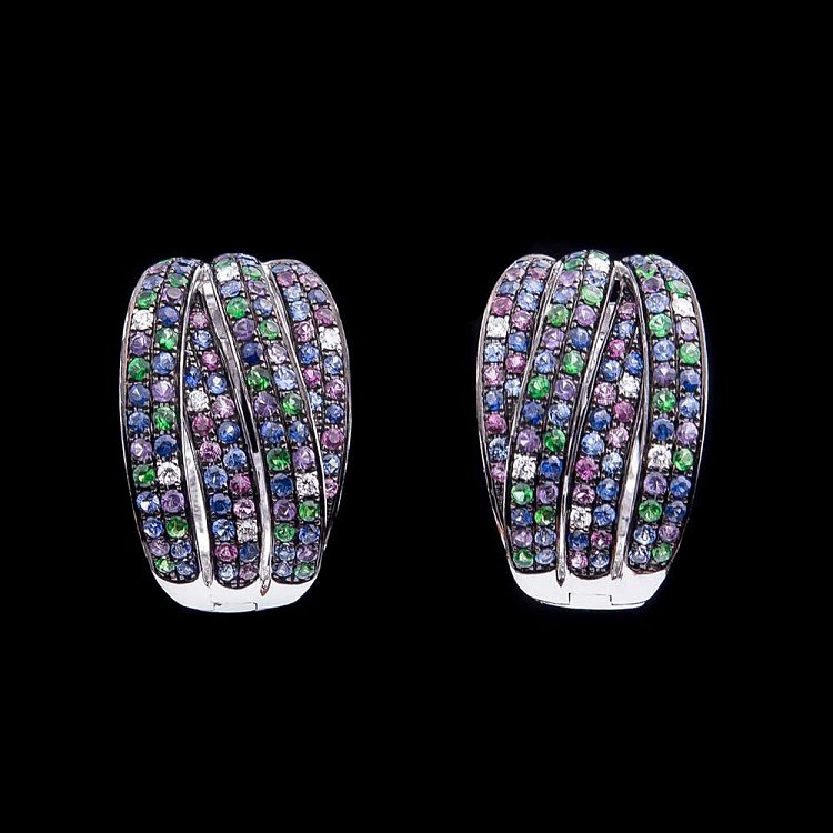 Золоті сережки з сапфірами і діамантами MR16823Egm від ювелірного магазину Онікс