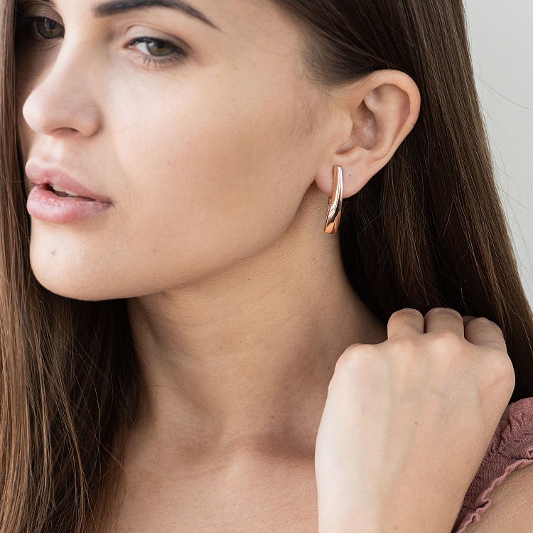 Сережки в червоному золоті на англійській застібці с06832 від ювелірного магазину Онікс - 2