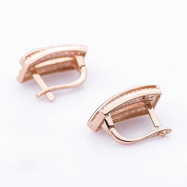 Золотые серьги с фианитами с04519 от ювелирного магазина Оникс - 1