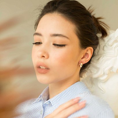 Золотые серьги - кольца без камней с05275 №5