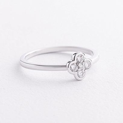 Золотое кольцо "Клевер" с бриллиантами кб0673sm