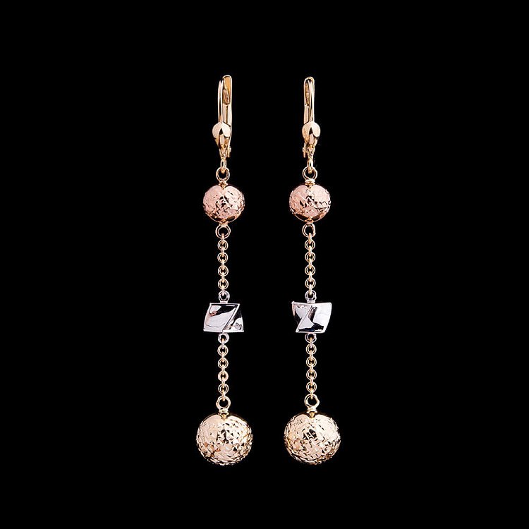 Золотые серьги "Шарики" с03831 от ювелирного магазина Оникс - 1