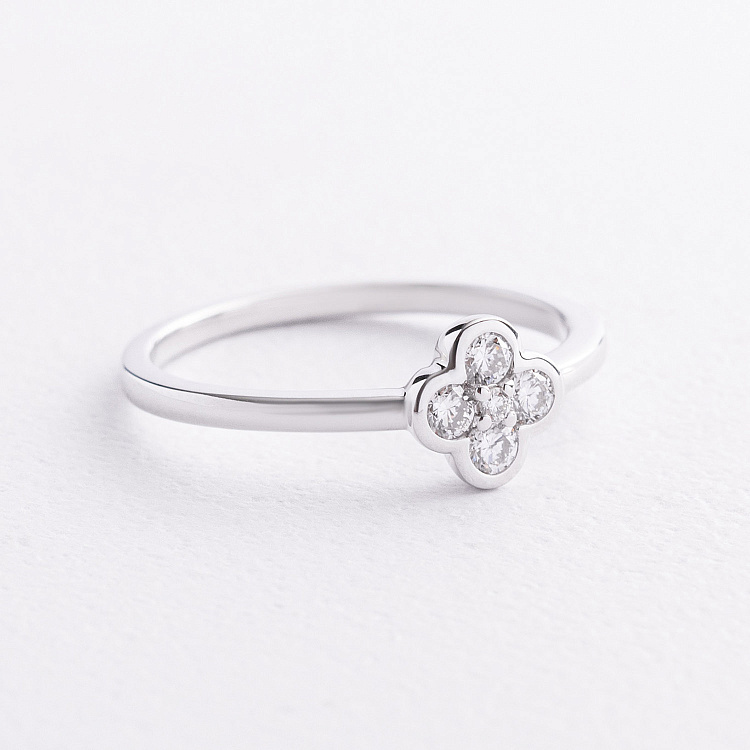 Золотое кольцо "Клевер" с бриллиантами кб0673sm от ювелирного магазина Оникс