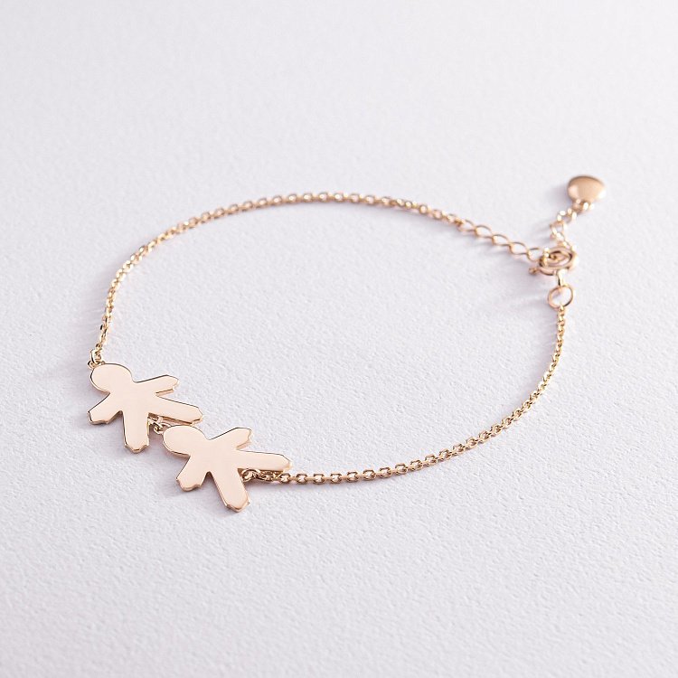 Браслет "Два мальчика" в желтом золоте (возможна гравировка) з2089ж от ювелирного магазина Оникс