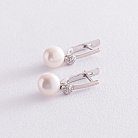 Срібні сережки з перлами і фіанітами 2451/1р-PWT от ювелирного магазина Оникс