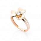 Золотое кольцо "Цветок" с фианитом к05402 от ювелирного магазина Оникс