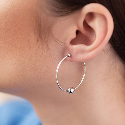 Серьги - кольца Гармония в белом золоте с08364 №3