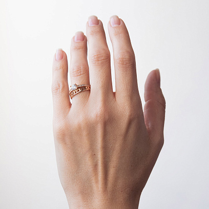 Золотое помолвочное кольцо "Я кохаю тебе" с фианитами к06640 №6