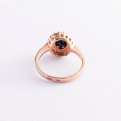 Золотое кольцо с пиропом (гранатом) и фианитами к02124п №3