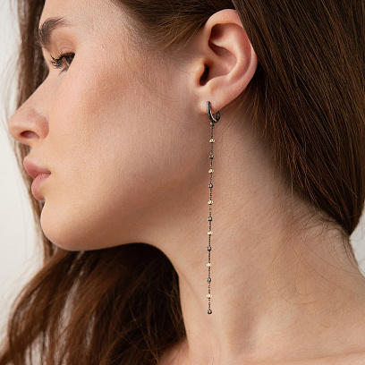 Золоті сережки "Кульки на ланцюжку" с09438 №6