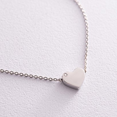 Серебряное колье "Сердечко" с фианитом 1090 №3