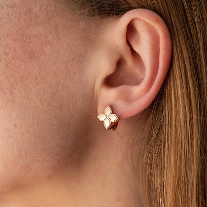 Сережки "Конюшина" в червоному золоті с08456 №2