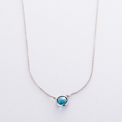 Серебряное колье с синт. топазом Лондон 18911