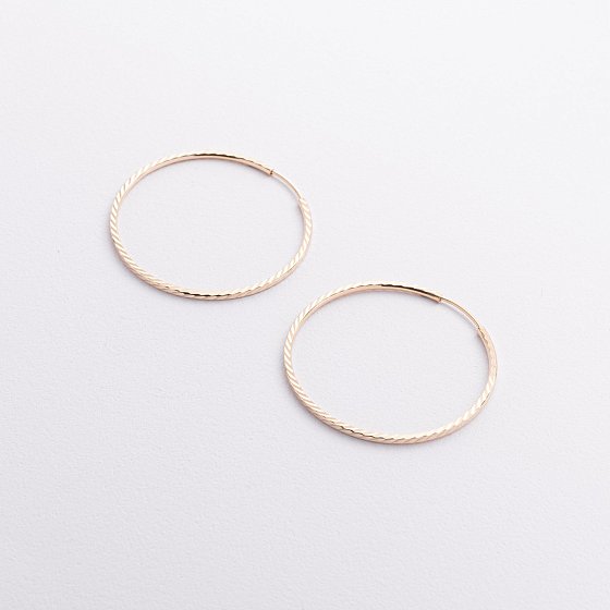 Сережки - кільця в жовтому золоті (4.0 см) с07189 №2