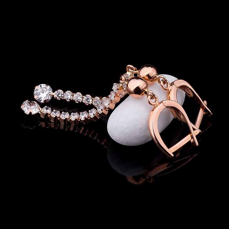 Золоті сережки з фіанітами с01302 від ювелірного магазину Онікс - 2