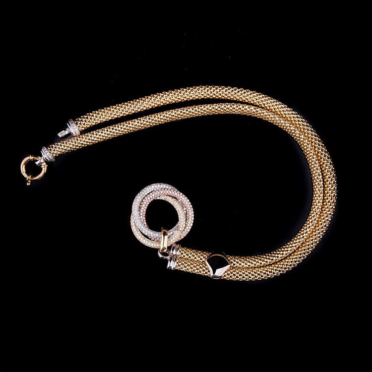 Эксклюзивное золотое колье с фианитами(45 см) кол00565 от ювелирного магазина Оникс - 3