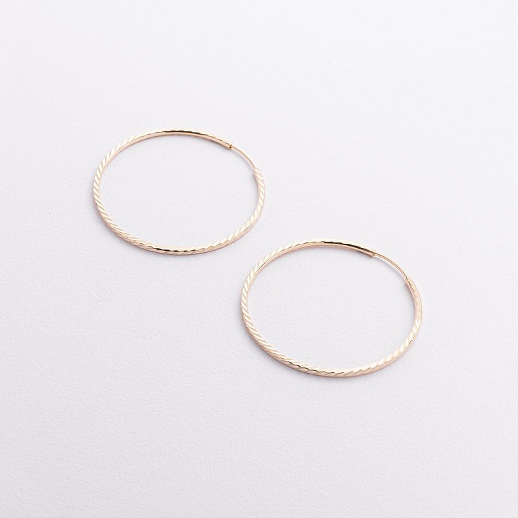 Сережки - кільця в жовтому золоті (4.0 см) с07189 від ювелірного магазину Онікс - 1