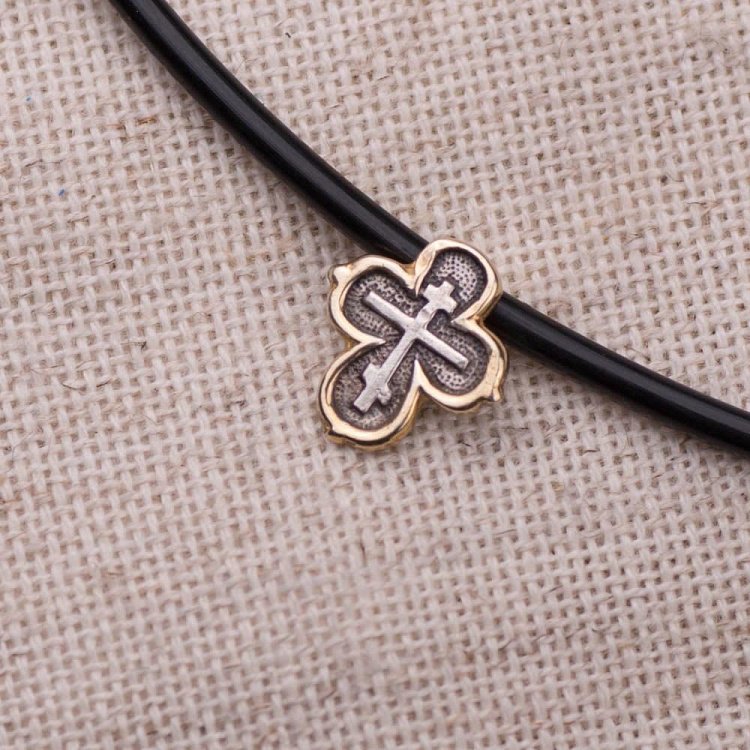 Серебряный крестик с позолотой 131799 от ювелирного магазина Оникс - 2