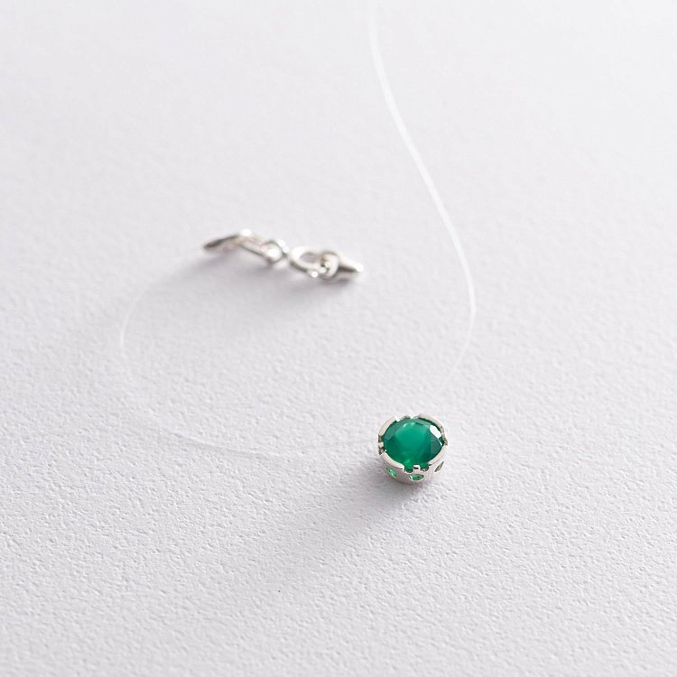 Камушек на леске (зеленый оникс) 18531 от ювелирного магазина Оникс - 1