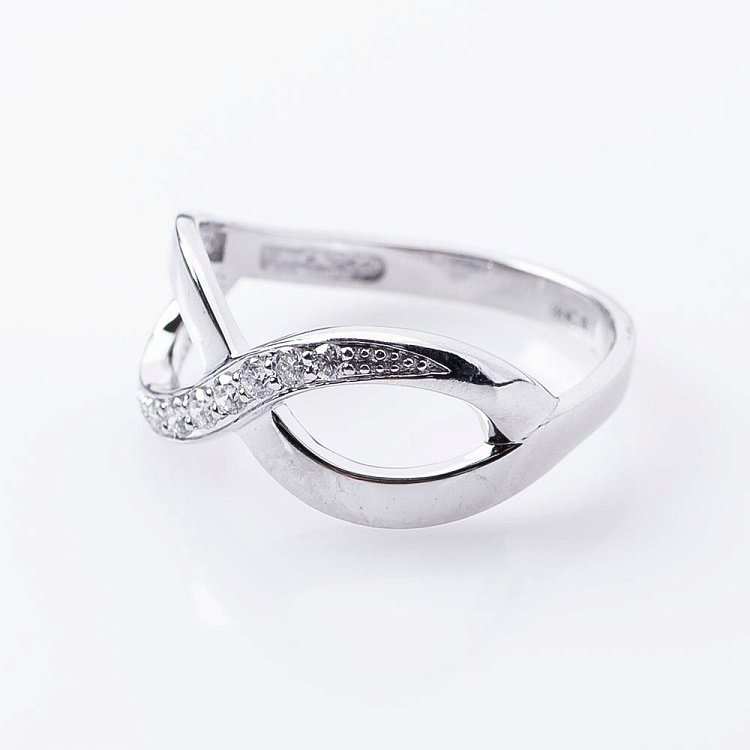 Золота заручальна каблучка "Нескінченність" з діамантами р0318б від ювелірного магазину Онікс - 2