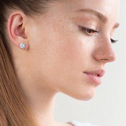 Сережки - пусети в червоному золоті (фіаніти) с03343 №3