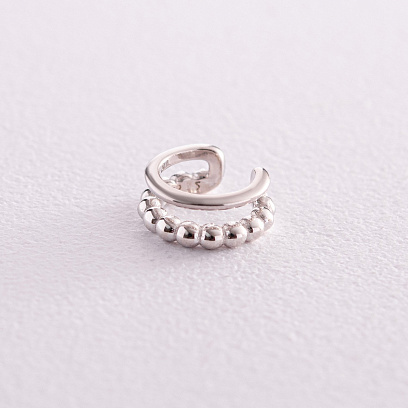 Серебряная серьга - каффа с шариками 123256 №3