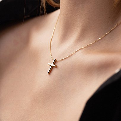 Кольє з хрестиком у жовтому золоті кол02355 №9