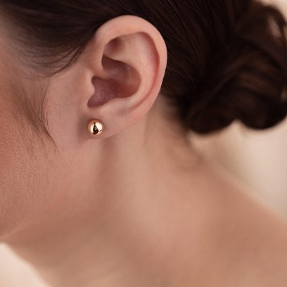 Серьги - пусеты "Полусфера" в красном золоте (0.7 см) с01570 №4