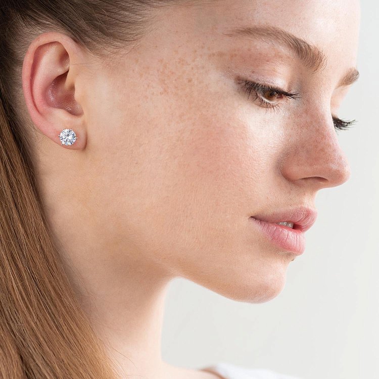 Сережки - пусети в червоному золоті (фіаніти) с03343 від ювелірного магазину Онікс - 2