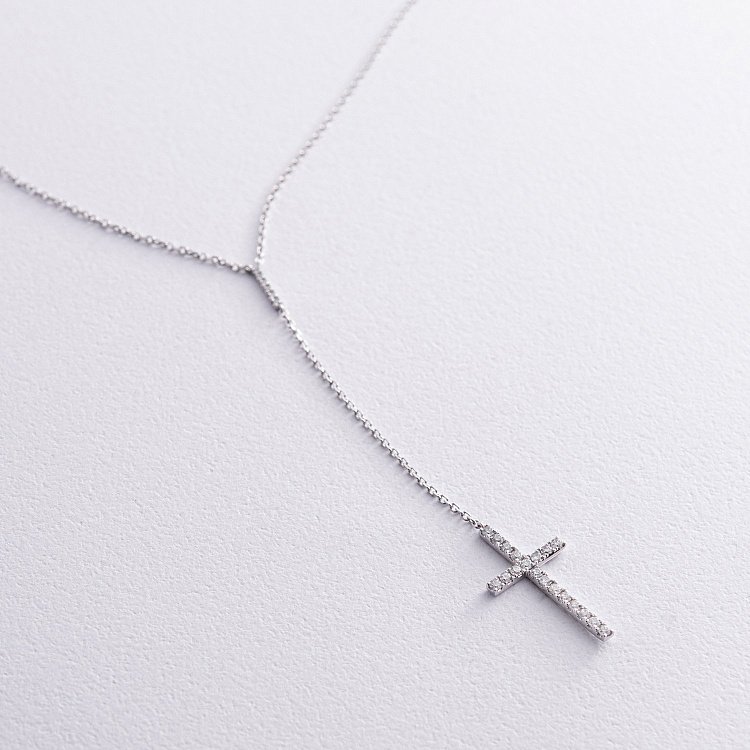 Золоте кольє - краватка "Хрестик" з діамантами колб0101mi від ювелірного магазину Онікс - 2