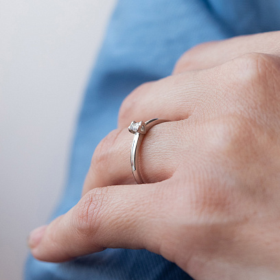 Срібна каблучка "Сердечко" з фіанітом 1612 №2