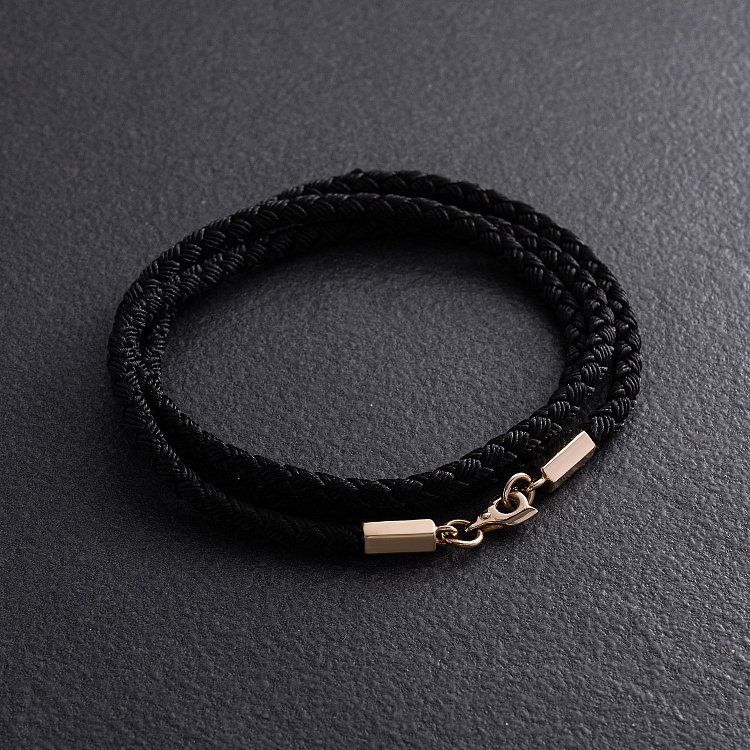 Ювелирный шнурок с золотой застежкой кол02654 от ювелирного магазина Оникс - 5