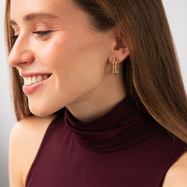 Серьги - кольца в красном золоте с08618 от ювелирного магазина Оникс - 2