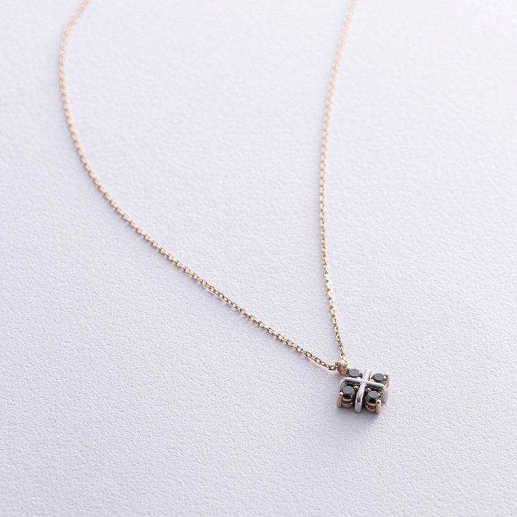 Золотое колье "Клевер" с черными бриллиантами 734833122 от ювелирного магазина Оникс - 2