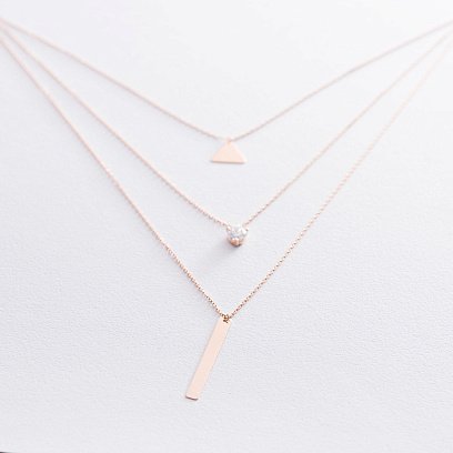 Золотое колье Геометрия (фианит) кол01691 №2