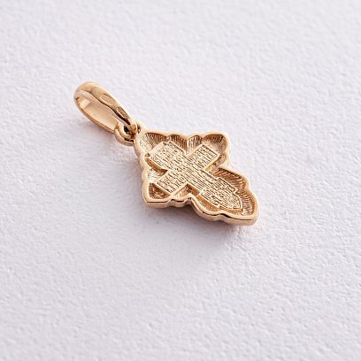 Серебряный православный крестик с позолотой 131754 №2