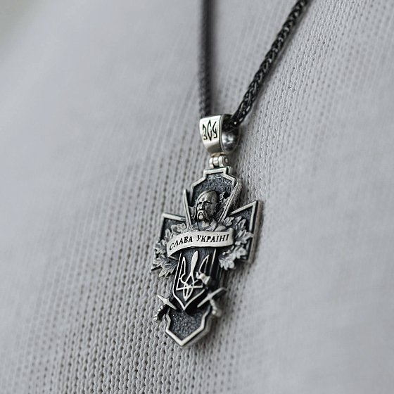 Срібний хрест "Український козак. Слава Україні. На звороті - Спаси і Збережи" 133231 №4