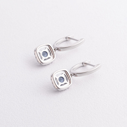 Золоті сережки з діамантами і сапфірами сб0640ca №2