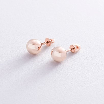 Серьги - пусеты "Шарики" в красном золоте (0.7 см) с06294