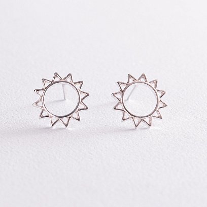 Срібні сережки - пусети "Сонце" 123205 №7