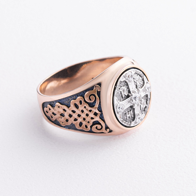 Золота чоловіча печатка (чорніння) к08443 від ювелірного магазину Онікс - 3